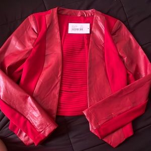 Red leather blazer